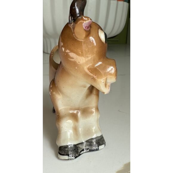 Cow Creamer Vintage 1940’s Japan Ceramic Porcelain Brown Orange 4"x 5" - Picture 7 of 9